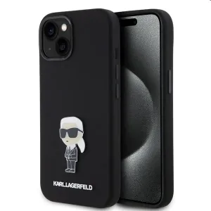 Zadný kryt Karl Lagerfeld Liquid Silicone Metal Ikonik pre Apple iPhone 15, čierna 57983116848