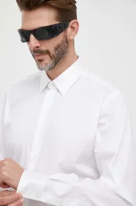 Bavlnená košeľa Karl Lagerfeld pánska, biela farba, regular, s klasickým golierom #8741499