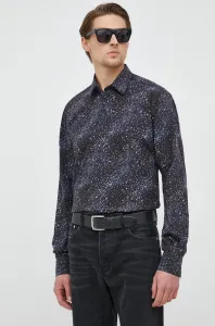 Bavlnená košeľa Karl Lagerfeld pánska, čierna farba, regular, s klasickým golierom #7521003