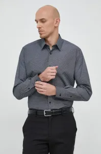 Bavlnená košeľa Karl Lagerfeld pánska, čierna farba, regular, s klasickým golierom #8675893