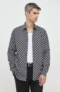 Bavlnená košeľa Karl Lagerfeld pánska, tmavomodrá farba, voľný strih, s klasickým golierom #6219629