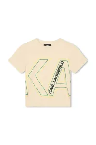 Detské bavlnené tričko Karl Lagerfeld béžová farba, s potlačou #8749355