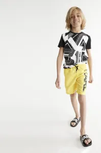 Detské plavkové šortky Karl Lagerfeld žltá farba, s potlačou #203302