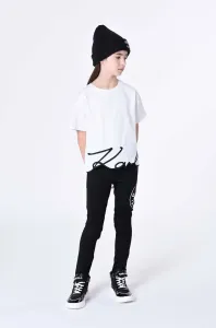 Detské tepláky Karl Lagerfeld čierna farba, s potlačou #8750896