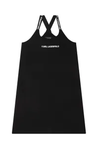 Dievčenské šaty Karl Lagerfeld čierna farba, mini, rovný strih