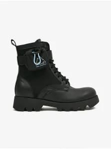 Čierne dámske kožené členkové topánky KARL LAGERFELD Terra Firma #4733607