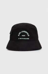 Bavlnený klobúk Karl Lagerfeld čierna farba, bavlnený