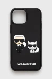 Puzdro Karl Lagerfeld and Choupette 3D iPhone 13 mini - čierne
