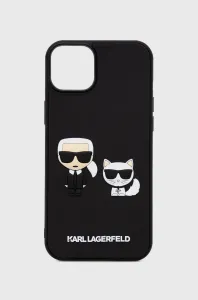 Puzdro Karl Lagerfeld and Choupette 3D iPhone 14 Plus - čierne