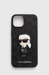 Karl Lagerfeld case for iPhone 14 6,1" KLHCP14SSAKHPKK black harcase Saffiano Mono Patch Ikoni