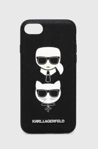 Karl Lagerfeld KLHCI8SAKICKCBK Apple iPhone SE 2022/SE 2020/8/7 black hardcase Saffiano Ikonik Karl&Choupette Head