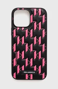 Puzdro Karl Lagerfeld iPhone 13 Pro Max KLHCP13XMNMP1P black hard case Monogram and plaque
