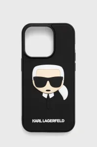 Puzdro Karl Lagerfeld iPhone 14 Pro KLHCP14LKH3DBK black hardcase 3D Rubber Karl`s Head