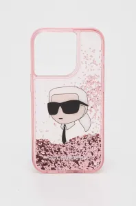 Karl Lagerfeld KLHCP14LLNKHCP Apple iPhone 14 Pro pink hardcase Glitter NFT Karl Head