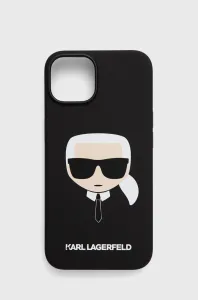 Puzdro Karl Lagerfeld iPhone 14 KLHCP14SSLKHBK hardcase black Silicone Karl`s Head