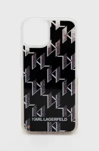 Puzdro Karl Lagerfeld iPhone 14 KLHCP14SLMNMK black hardcase Liquid Glitter Monogram