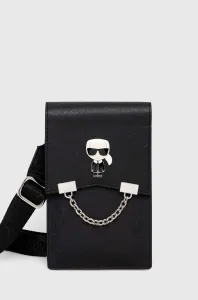 Karl Lagerfeld Saffiano Metal Ikonik Wallet Phone Bag - čierne
