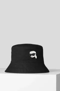 Obojstranný bavlnený klobúk Karl Lagerfeld čierna farba, bavlnený #3784009