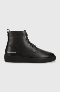 Kožená obuv Karl Lagerfeld FLINT FLINT pánske, čierna farba, KL53350