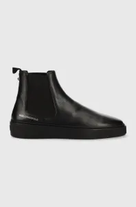 Kožené topánky chelsea Karl Lagerfeld Flint pánske, čierna farba #4227136