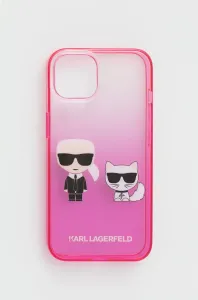 Puzdro Karl Lagerfeld iPhone 13 KLHCP13MTGKCP pink hard case Karl & Choupette Head Gradient