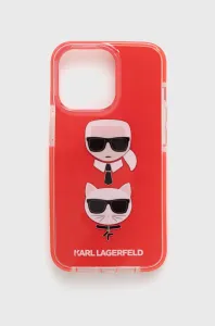 Puzdro Karl Lagerfeld iPhone 13 Pro KLHCP13LTPE2TR red hard case Iconic Karl & Choupette