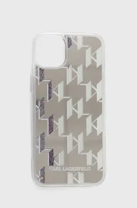 Karl Lagefeld case for iPhone 14 Plus 6,7" KLHCP14MLMNMS silver hardcase Liquid Glitter Monogr