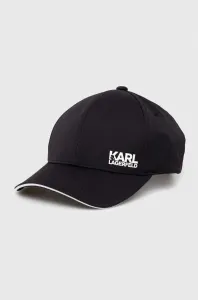 Šiltovka Karl Lagerfeld čierna farba, jednofarebná