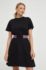 Bavlnené šaty Karl Lagerfeld čierna farba, mini, áčkový strih #249227