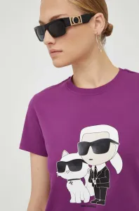 Tričko Karl Lagerfeld Ikonik 2.0 T-Shirt Fialová Xs