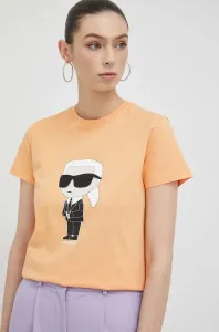 Bavlnené tričko Karl Lagerfeld dámsky, oranžová farba #6260145