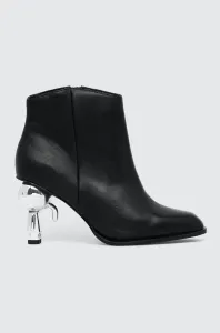 Kožené členkové topánky Karl Lagerfeld IKON HEEL dámske, čierna farba, na podpätku, KL39035 #8057940