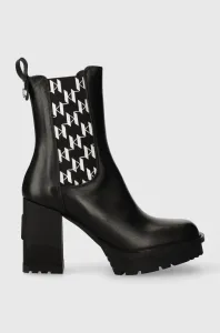 Kožené topánky chelsea Karl Lagerfeld VOYAGE VI dámske, čierna farba, na podpätku, KL30158 #3775947