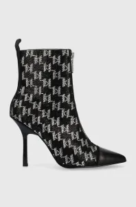 Členkové topánky Karl Lagerfeld Sarabande dámske, čierna farba, na vysokom podpätku,