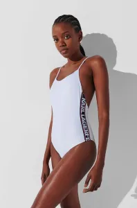 Jednodielne plavky Karl Lagerfeld biela farba, mäkké košíky #8740424