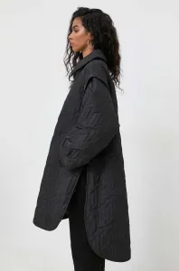Bunda Karl Lagerfeld dámska, čierna farba, prechodná, oversize #8017405