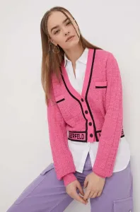 Kardigán Karl Lagerfeld dámsky, ružová farba, tenký