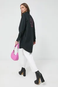 Bavlnená košeľa Karl Lagerfeld dámska, čierna farba, voľný strih, s klasickým golierom #4692737