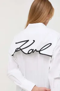 Bavlnená košeľa Karl Lagerfeld dámska, biela farba, regular, s klasickým golierom #7652517