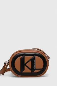 Kožená kabelka Karl Lagerfeld hnedá farba