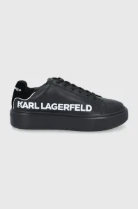 Kožená obuv Karl Lagerfeld MAXI KUP čierna farba, na platforme #181467