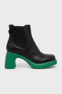 Kožené topánky chelsea Karl Lagerfeld ASTRAGON dámske, čierna farba, na podpätku, KL33840 #8743188