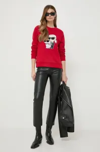 Mikina Karl Lagerfeld dámska, červená farba, s nášivkou #8561287