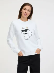 Women's white sweatshirt KARL LAGERFELD Ikonik 2.0 Choupette - Women #4692767