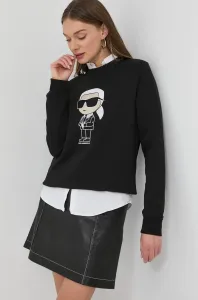 Mikina Karl Lagerfeld dámska, čierna farba, s nášivkou #3783873