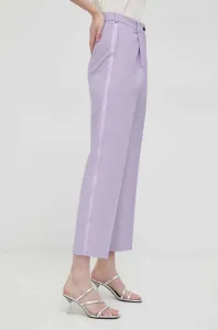 Nohavice s prímesou vlny Karl Lagerfeld fialová farba, cigaretový strih, vysoký pás