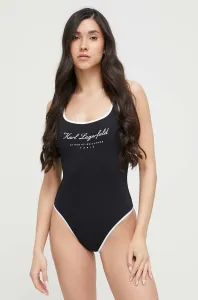 Jednodielne plavky Karl Lagerfeld čierna farba, mäkké košíky #5547841