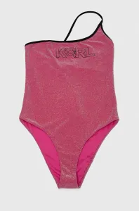 Plavky Karl Lagerfeld Ikonik 2.0 Lurex Swimsuit Ružová Xl