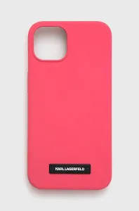 Puzdro Karl Lagerfeld iPhone 13 KLHCP13MSLMP1PI fuchsia hard case Liquid Glitter Logo