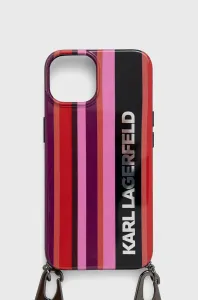 Puzdro Karl Lagerfeld iPhone 14 KLHCP14SSTSTP pink hardcase Color Stripes Strap